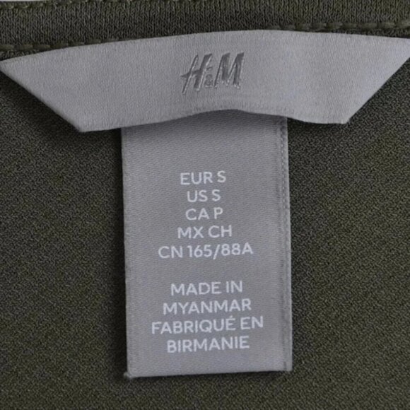 H&M Jersey Wrap Dress Khaki Green Midi Size Small - Picture 8 of 11
